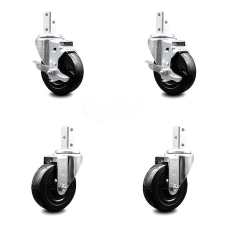 Service Caster 4 Inch Hard Rubber Wheel Swivel 7/8 Inch Square Stem Caster Brakes SCC, 2PK SCC-SQ20S414-HRS-TLB-78-2-S-2